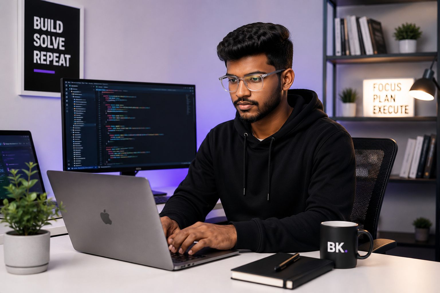 BK Designer working on Laravel SaaS web application development